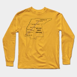 Route Map Design, The Natchez Trace Parkway Long Sleeve T-Shirt